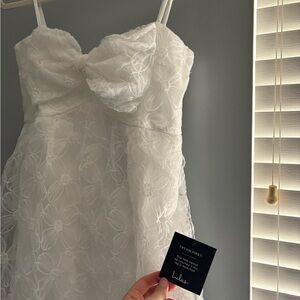 White Floral Strapless Dress